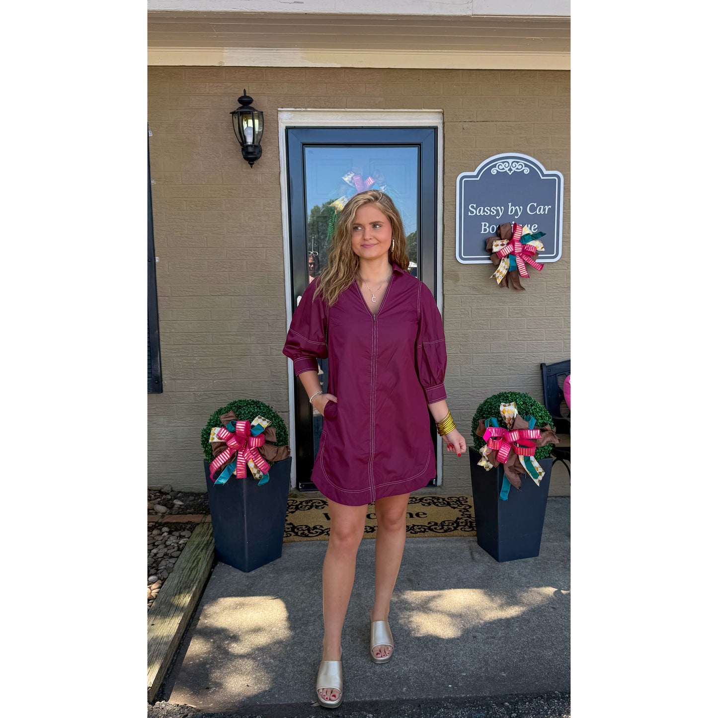 Ashe Mini Dress, Burgundy