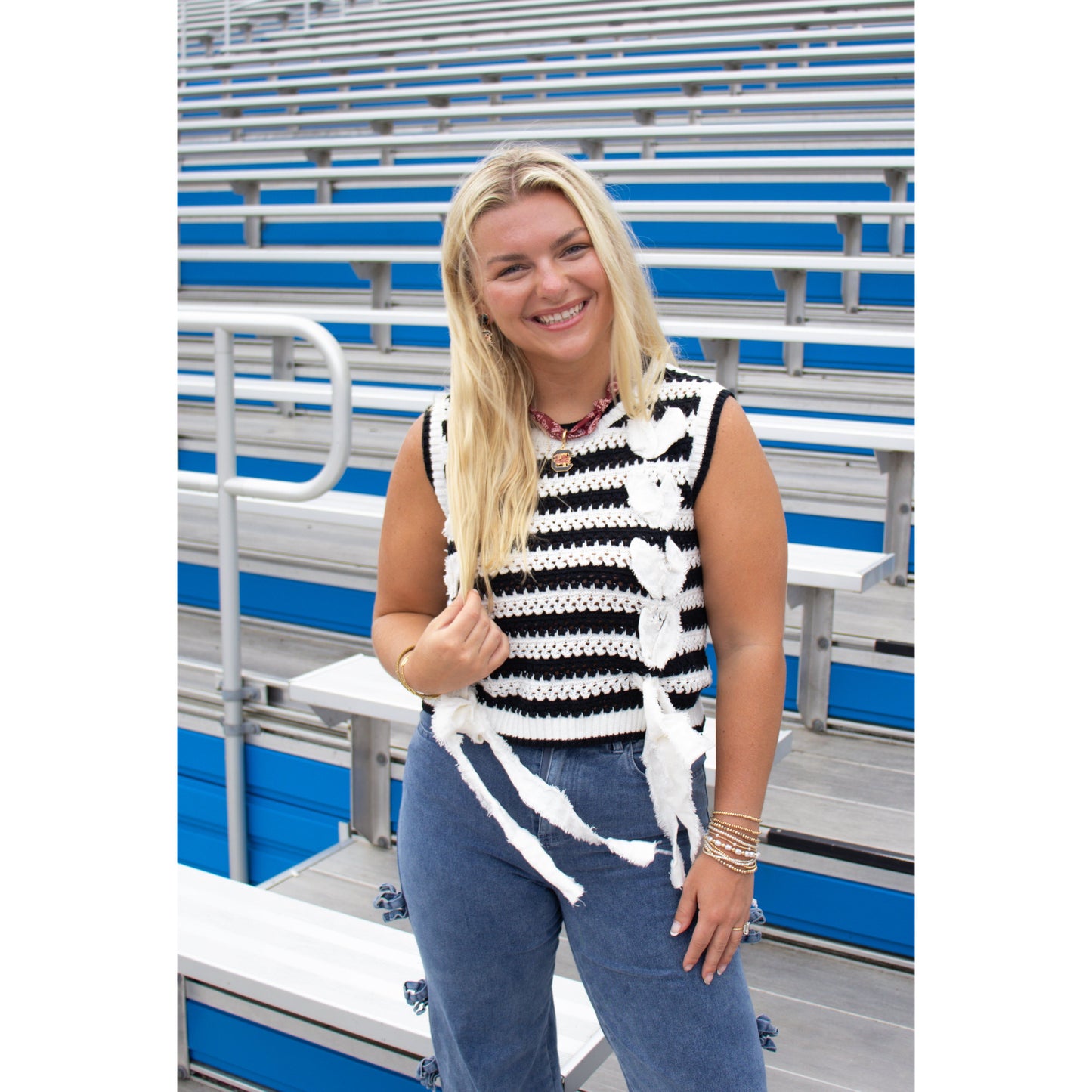 Anna Knit Top, Black/White
