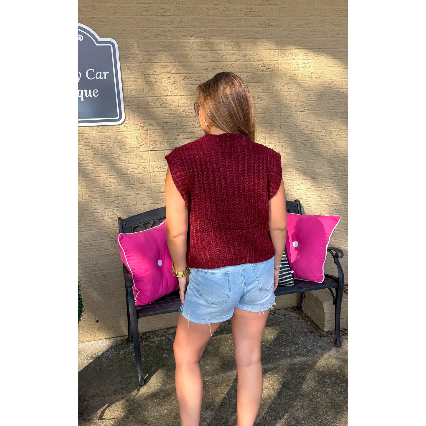 Gia Chunky Knit Top, Garnet