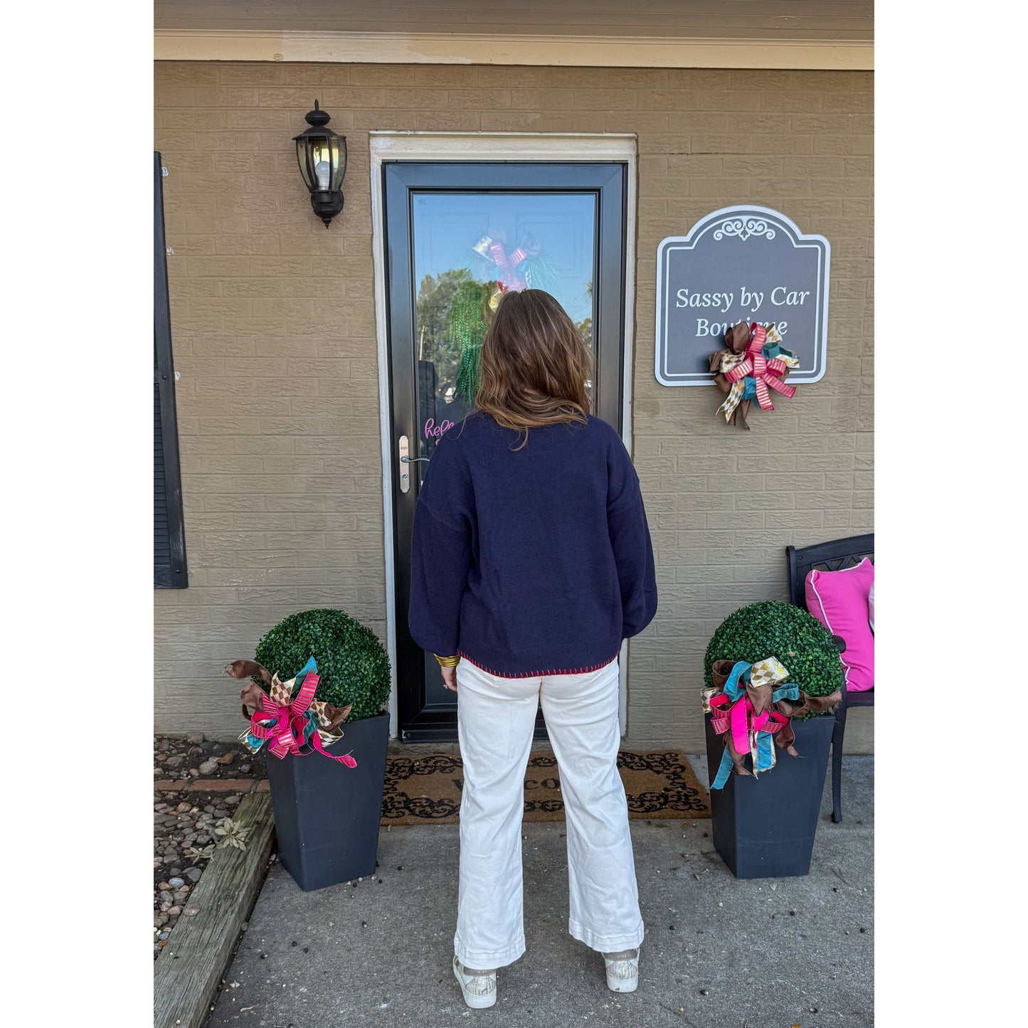 Crawfish Sweater, Navy/Red