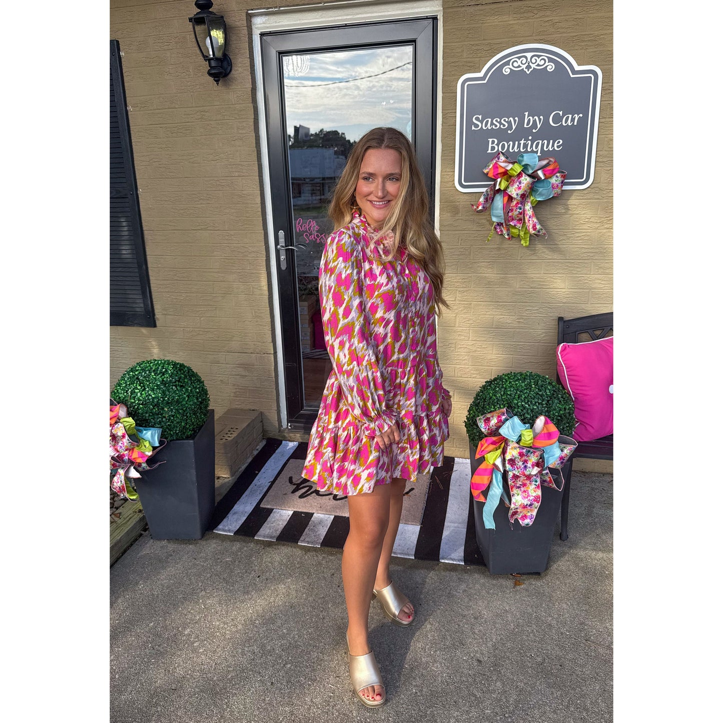 Emersyn Pattern Mini Dress, Multi-Color