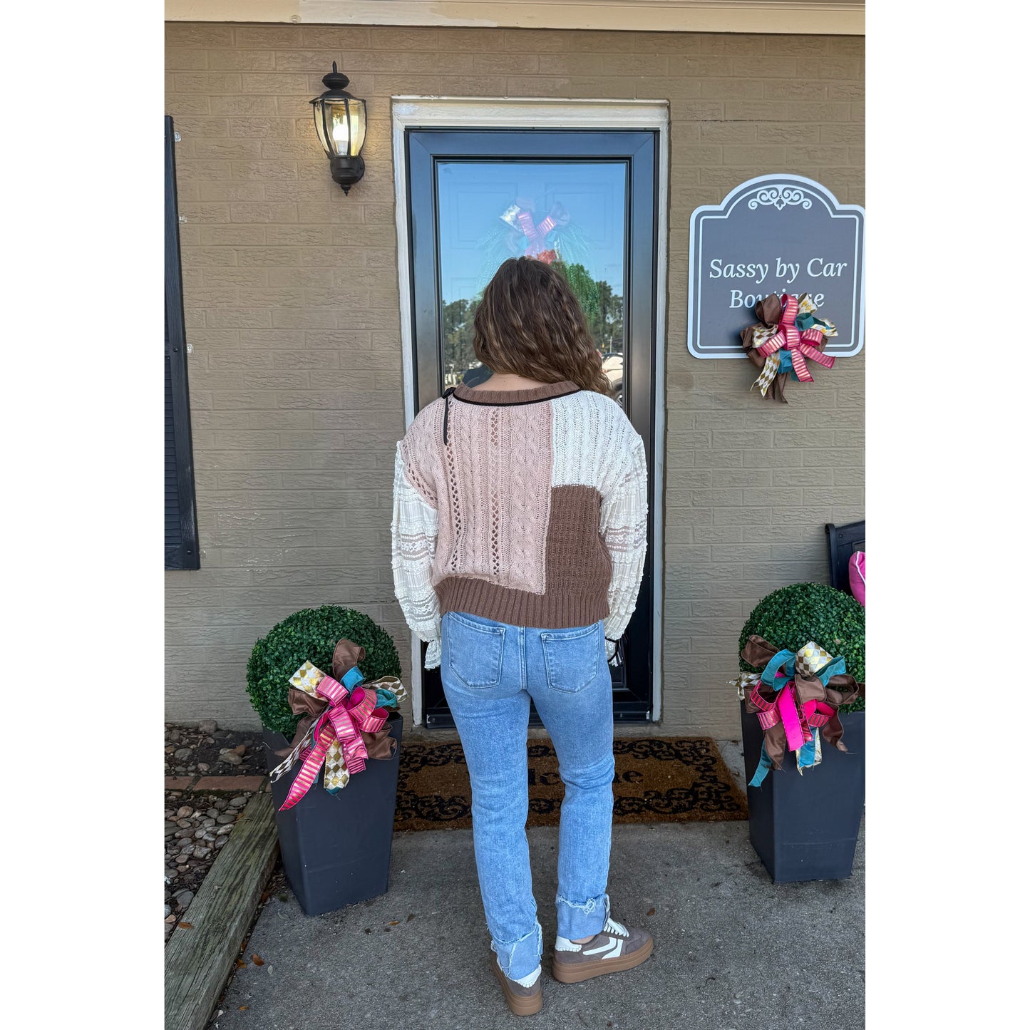 London Patchwork Sweater, Brown Multi