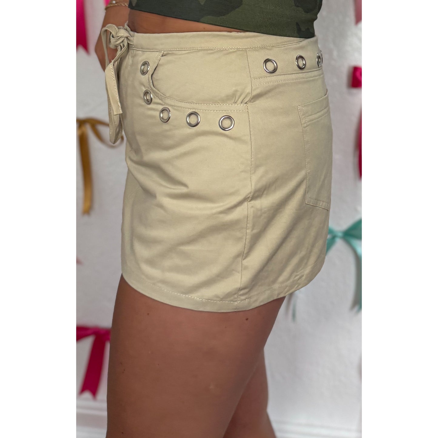 Autumn Low Waist Skort, Beige
