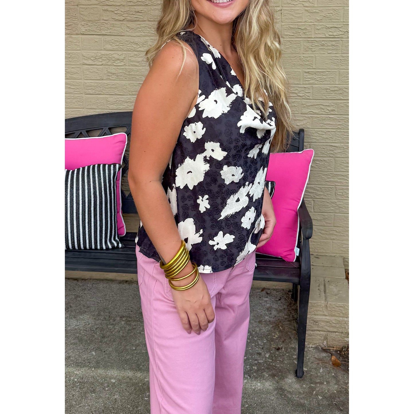 Darcy Floral Top, Black Multi