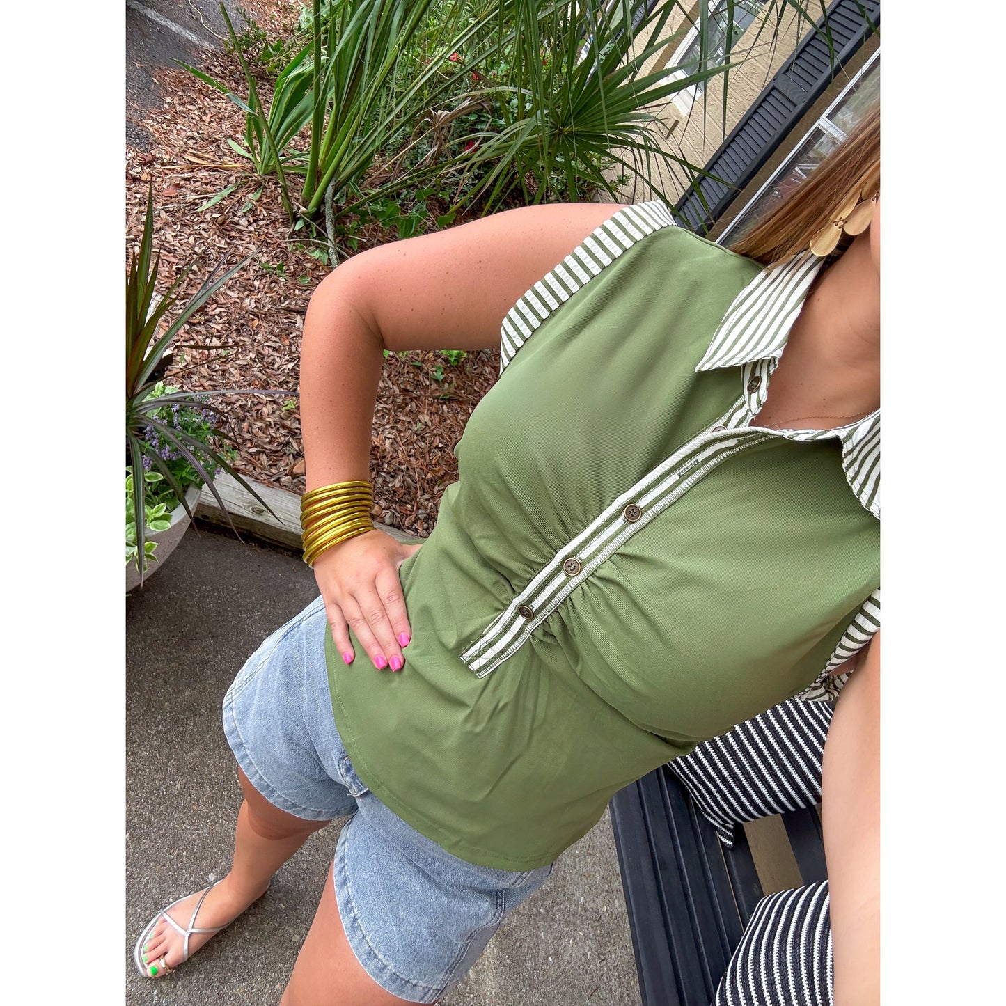 Claire Detail Top, Olive