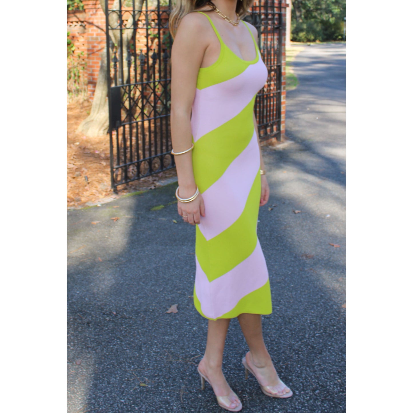 Marlee Stripe Dress, Pink/Green