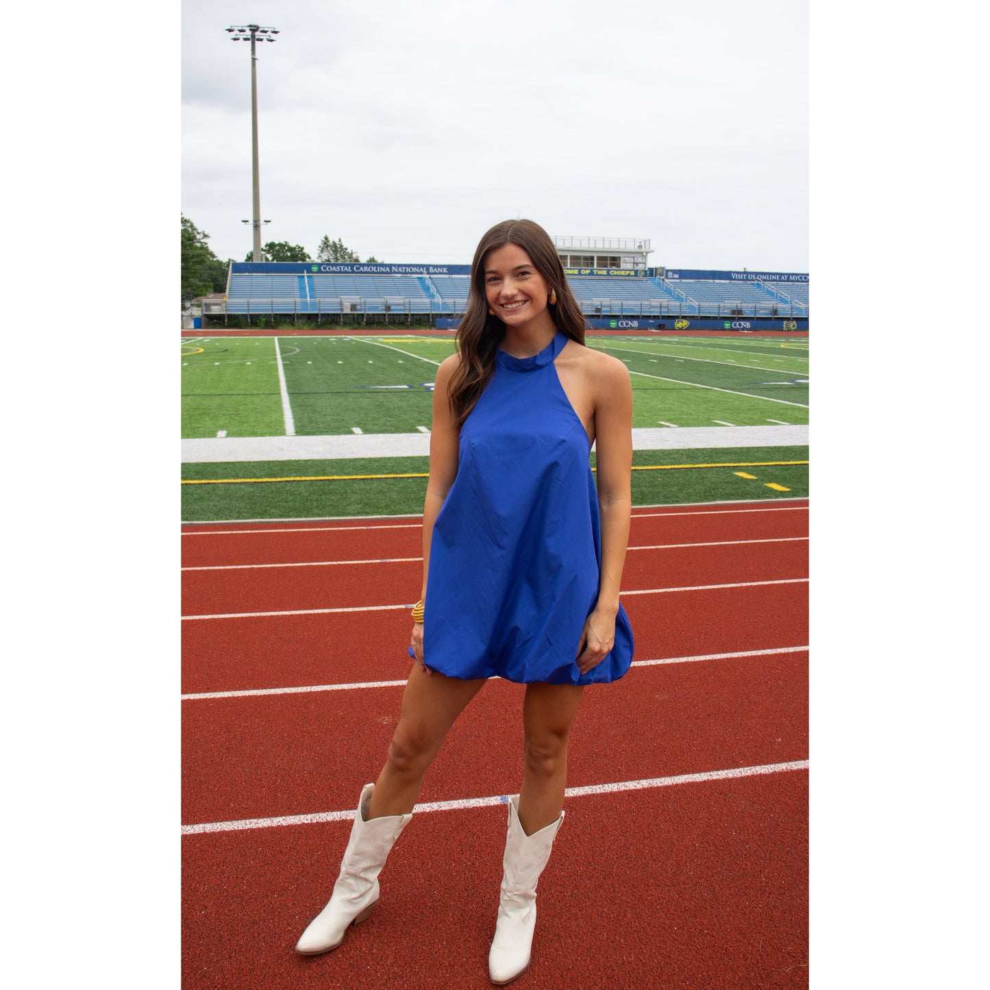 Remi Halter Neck Mini Dress, Royal Blue