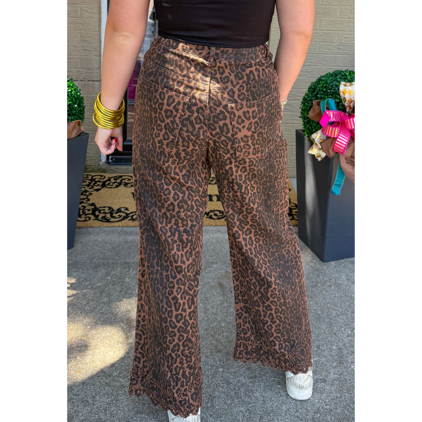 Cheetah Jeans w/ Eyelet Detail, Leopard
