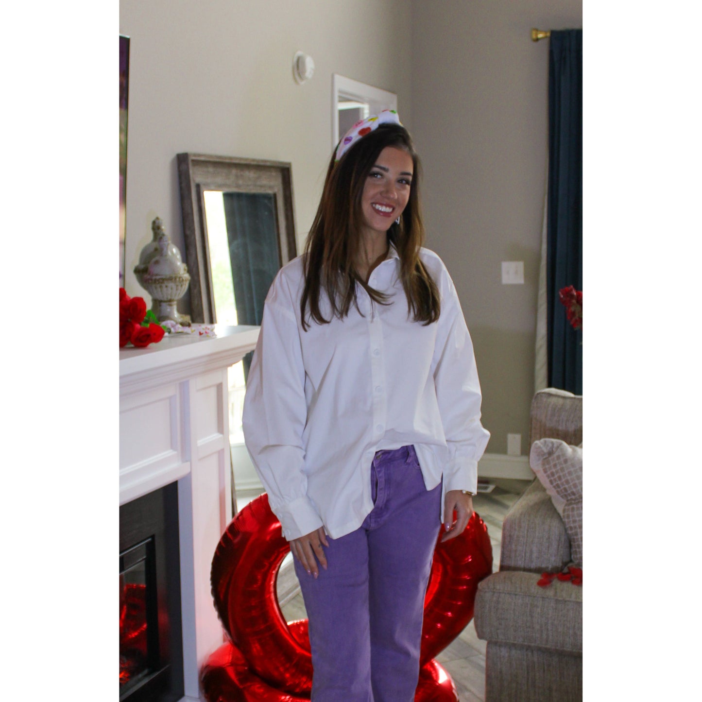 Madison Button Down Blouse, White