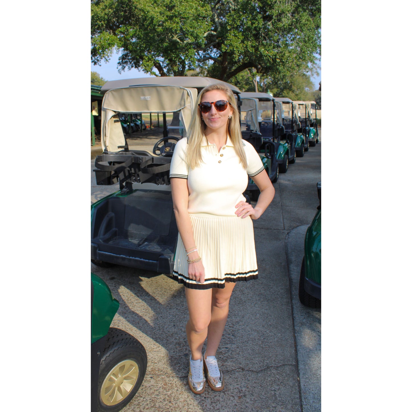 19th Hole Skirt Set, Cream/Black