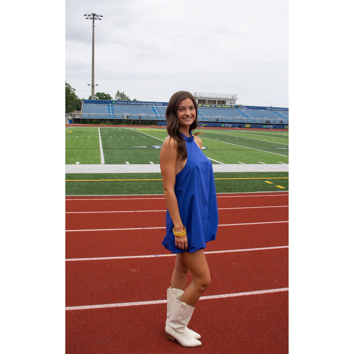 Remi Halter Neck Mini Dress, Royal Blue