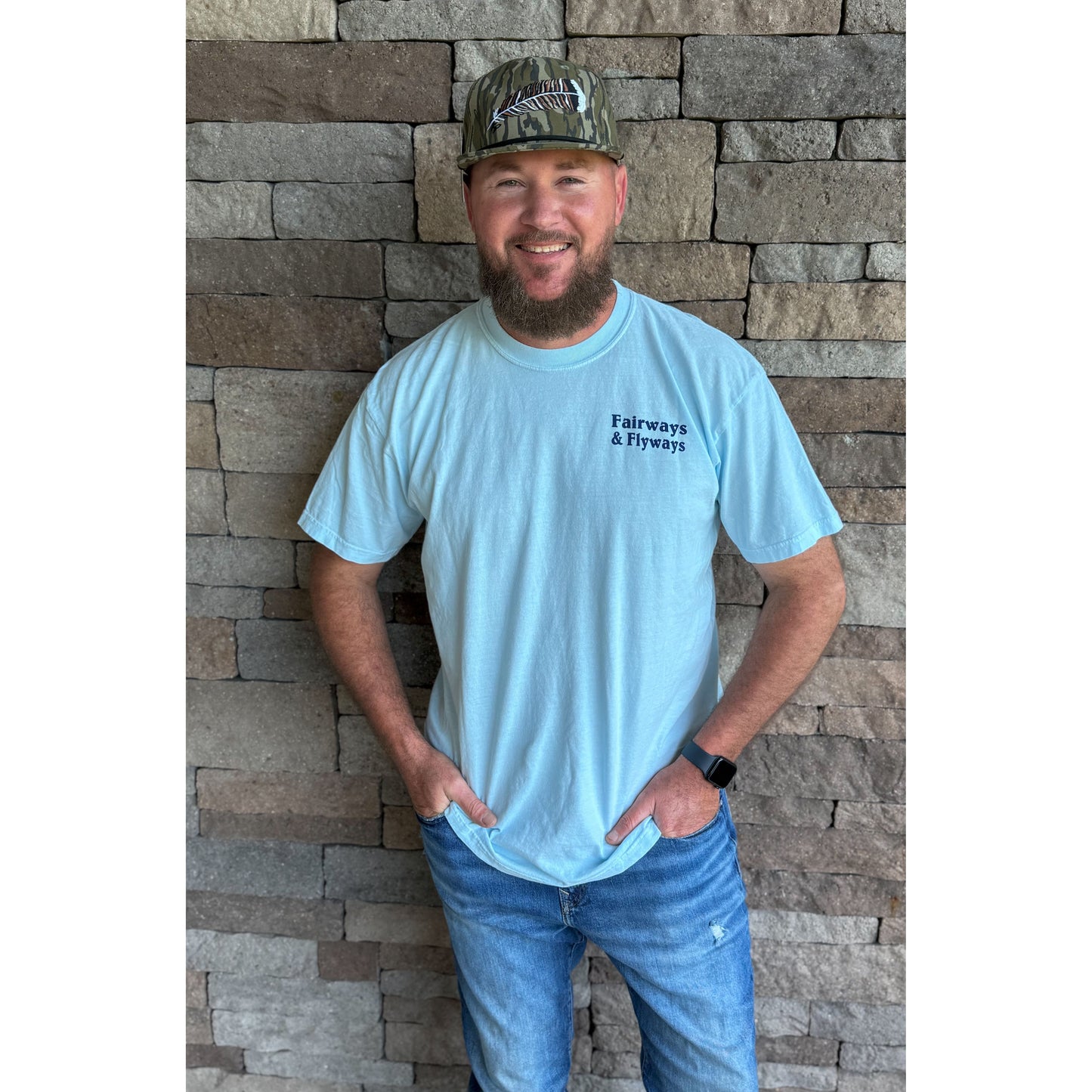 Mens Golf Bucket T-Shirt, Chambray Blue