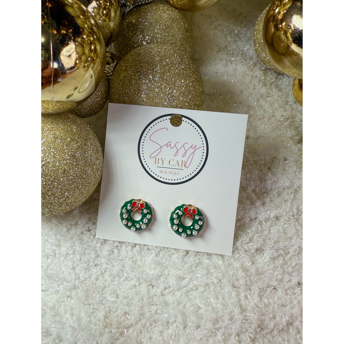 Green Wreath Studs