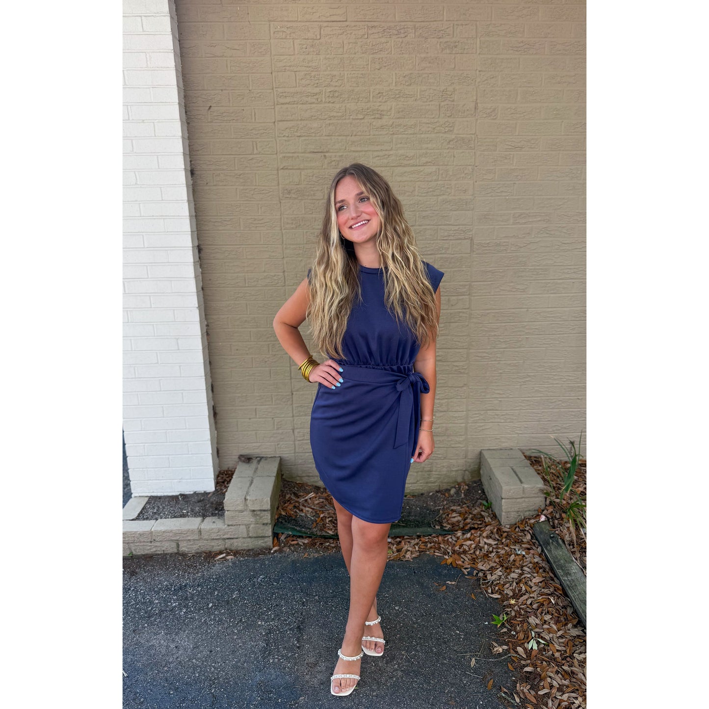 Reagan Wrap Mini Dress, Navy