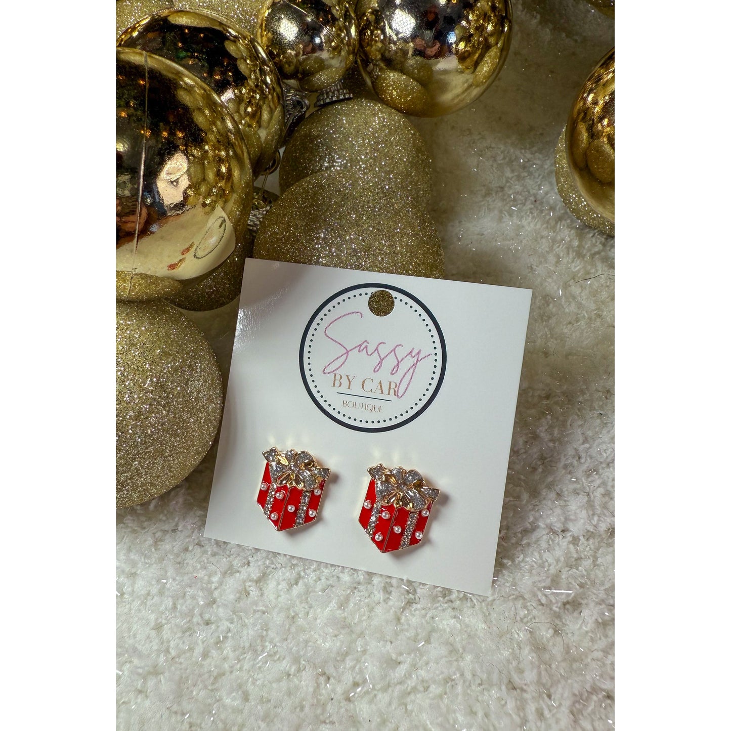 Red Present Stud Earrings