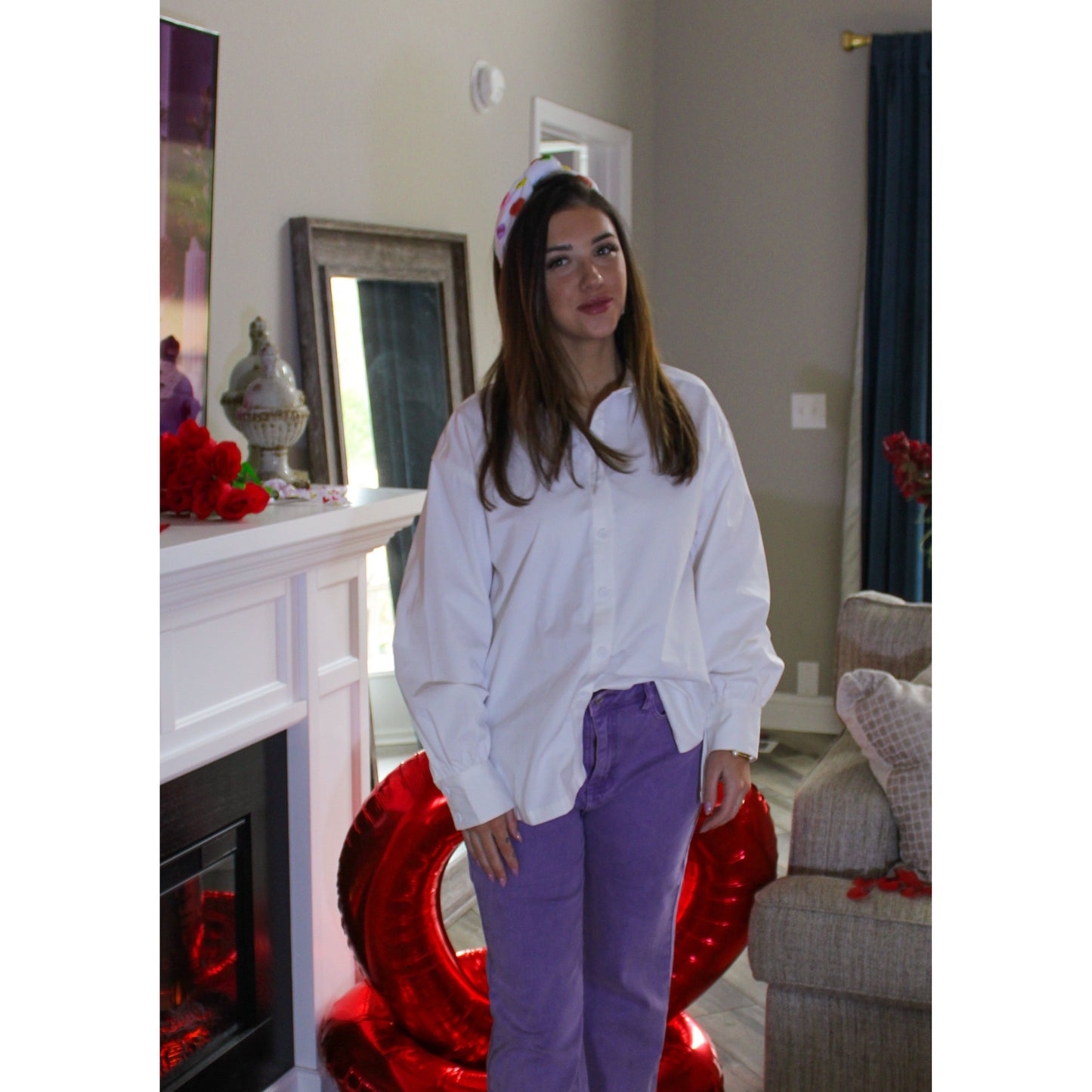 Madison Button Down Blouse, White