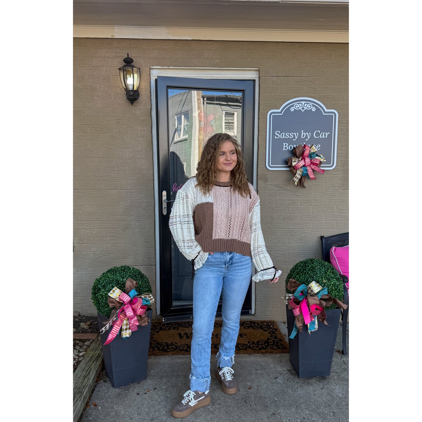 London Patchwork Sweater, Brown Multi