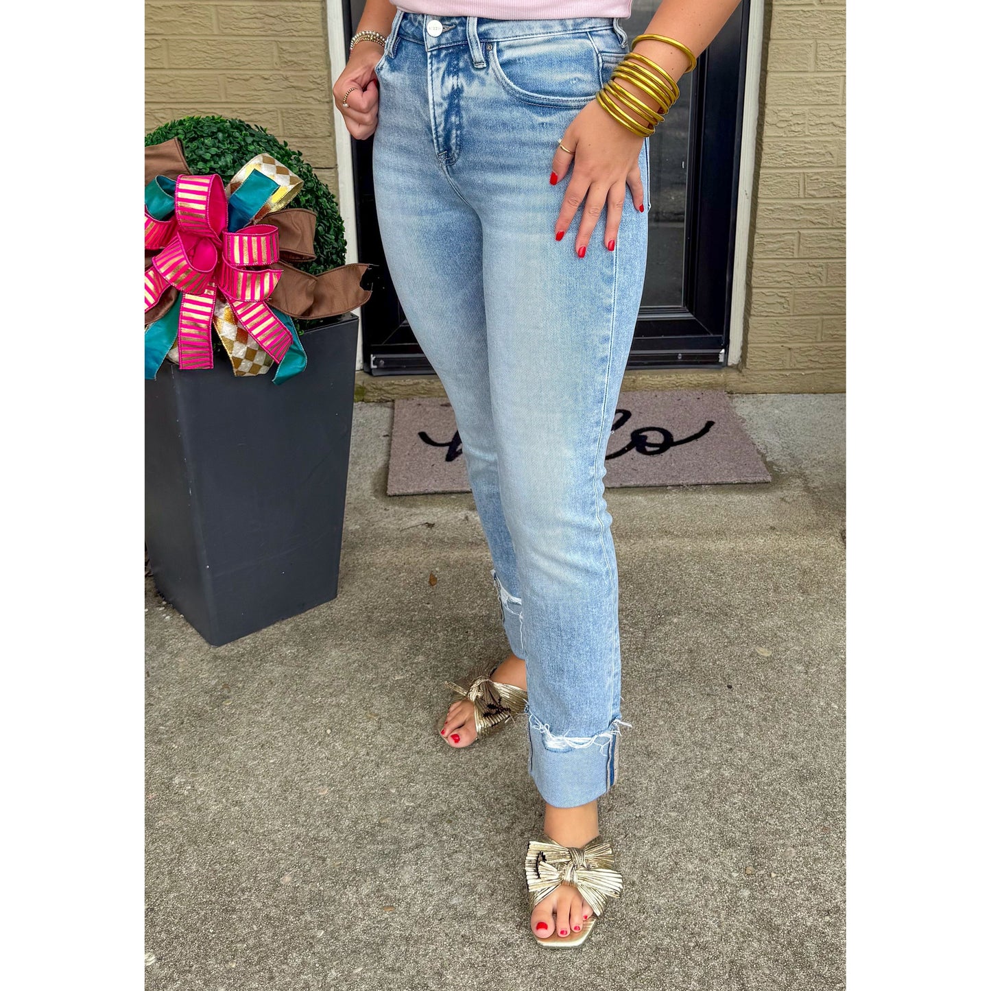 Lindsay Cuffed Jeans, Light Wash