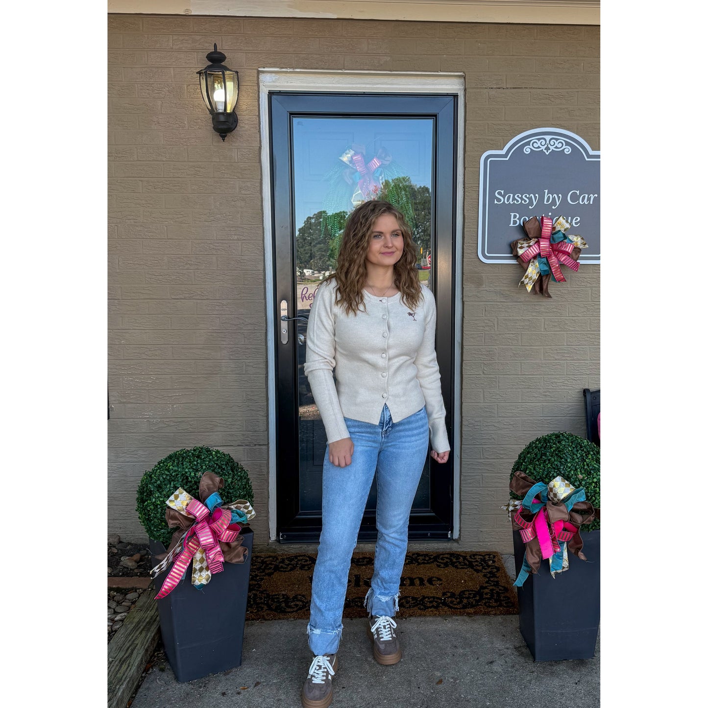 Cherry Tini Cardigan, Cream