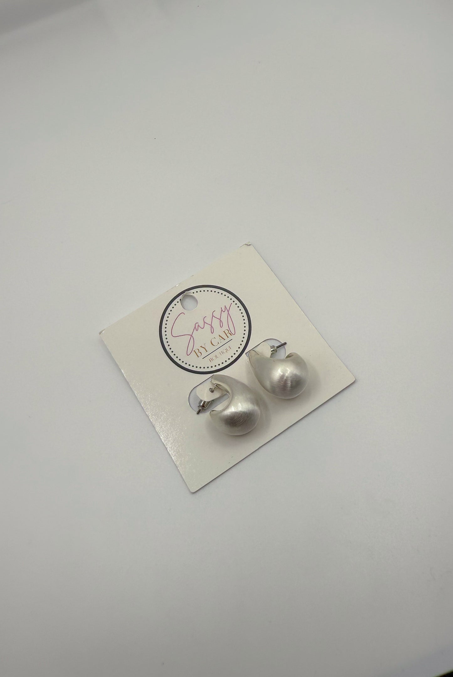 Matte Silver Hoops