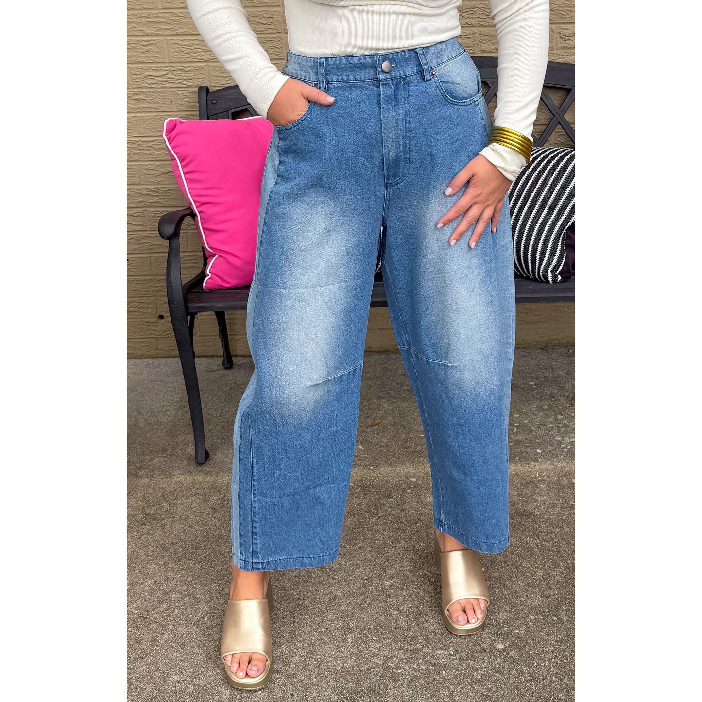 Valerie Barrel Jeans, Two-Tone