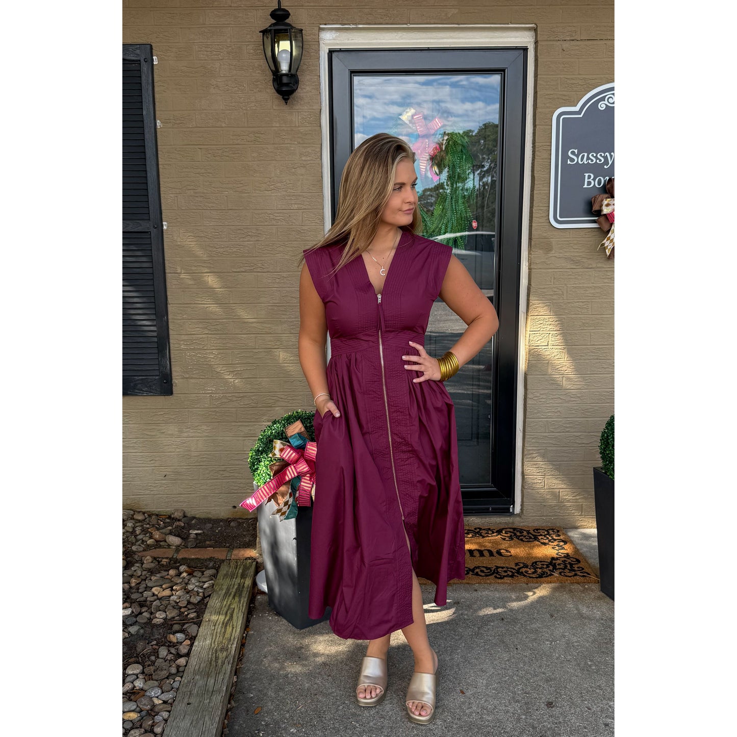 Annie Midi Dress, Burgundy
