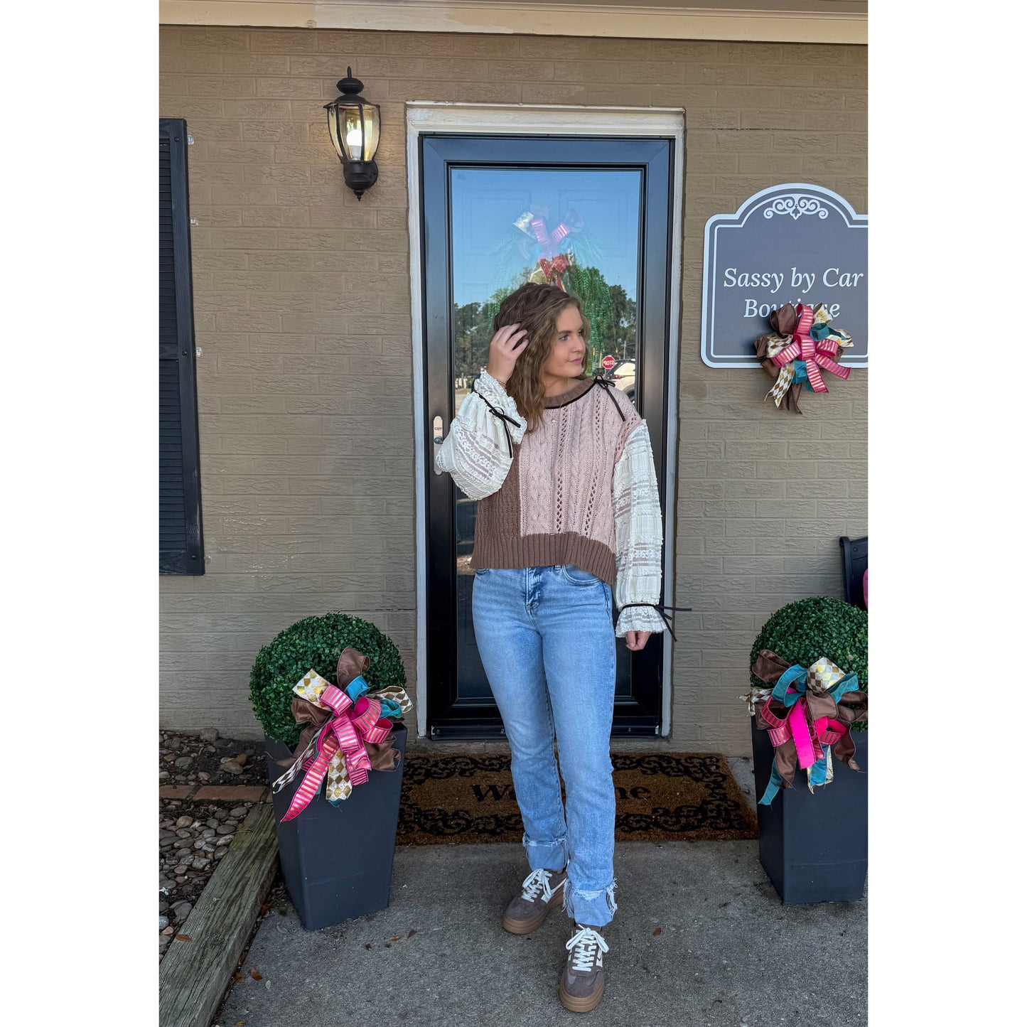 London Patchwork Sweater, Brown Multi