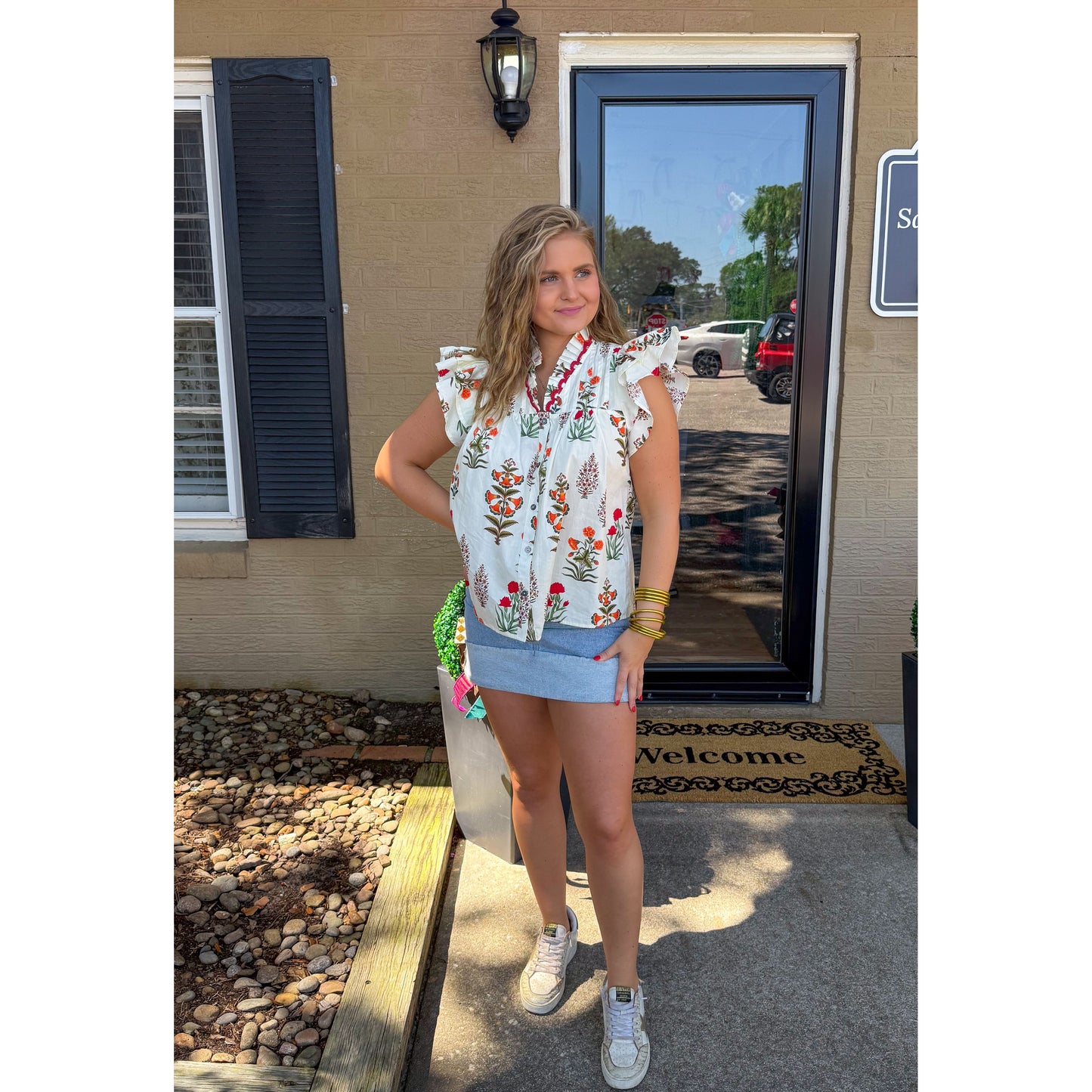 Madelyn Blouse, Ivory Multi