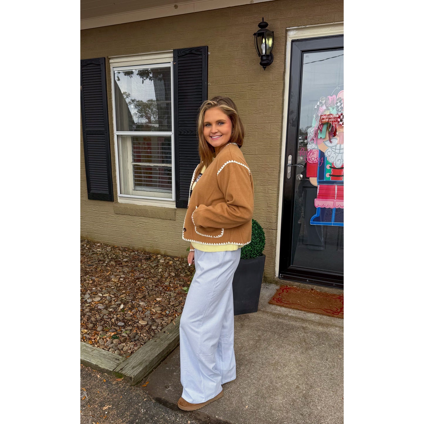 Jackie Detail Jacket, Camel/Cream