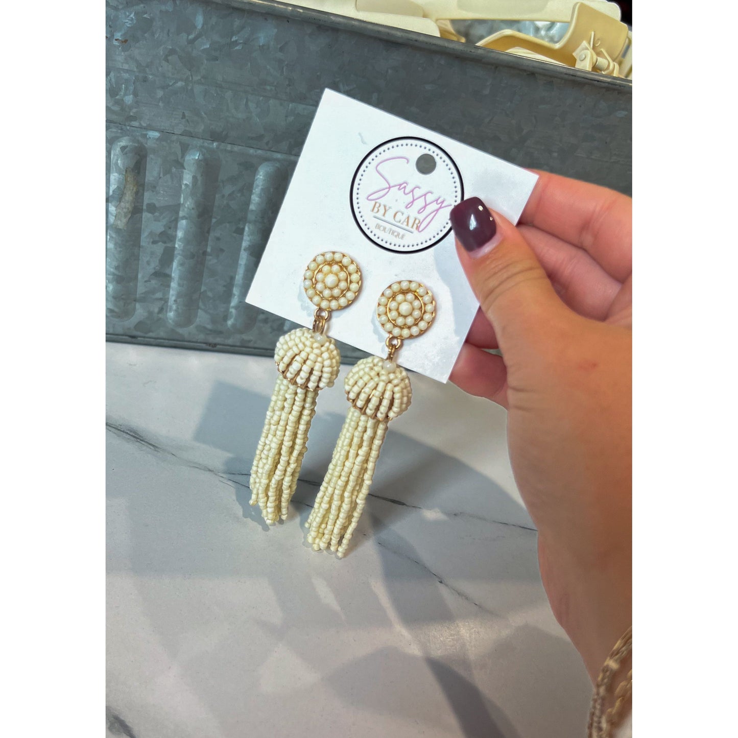 Cream Tassel Earrings