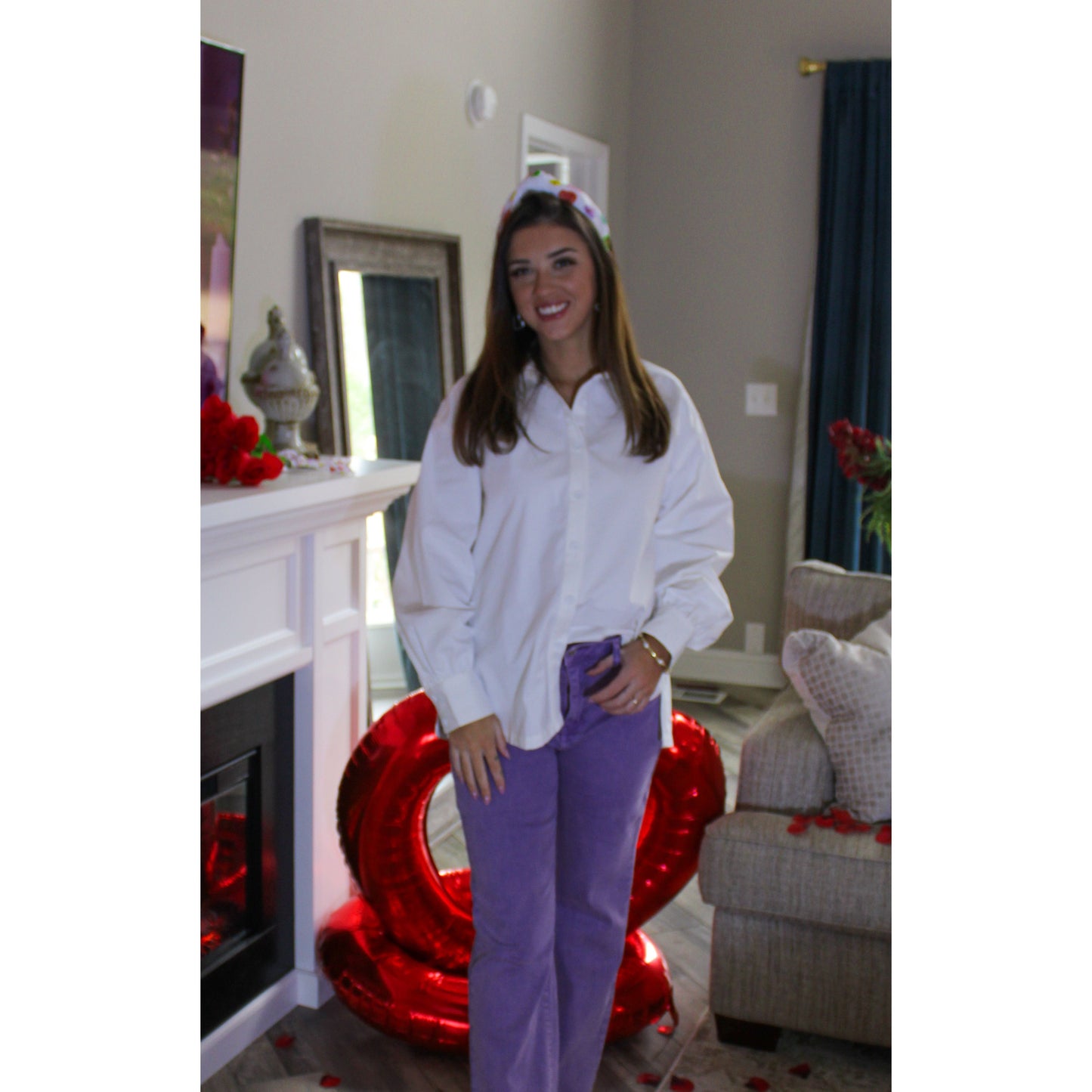 Madison Button Down Blouse, White