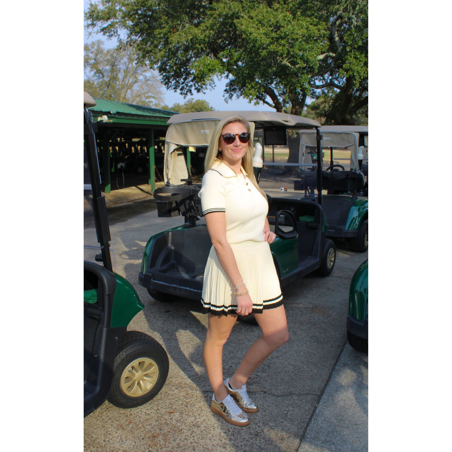 19th Hole Skirt Set, Cream/Black