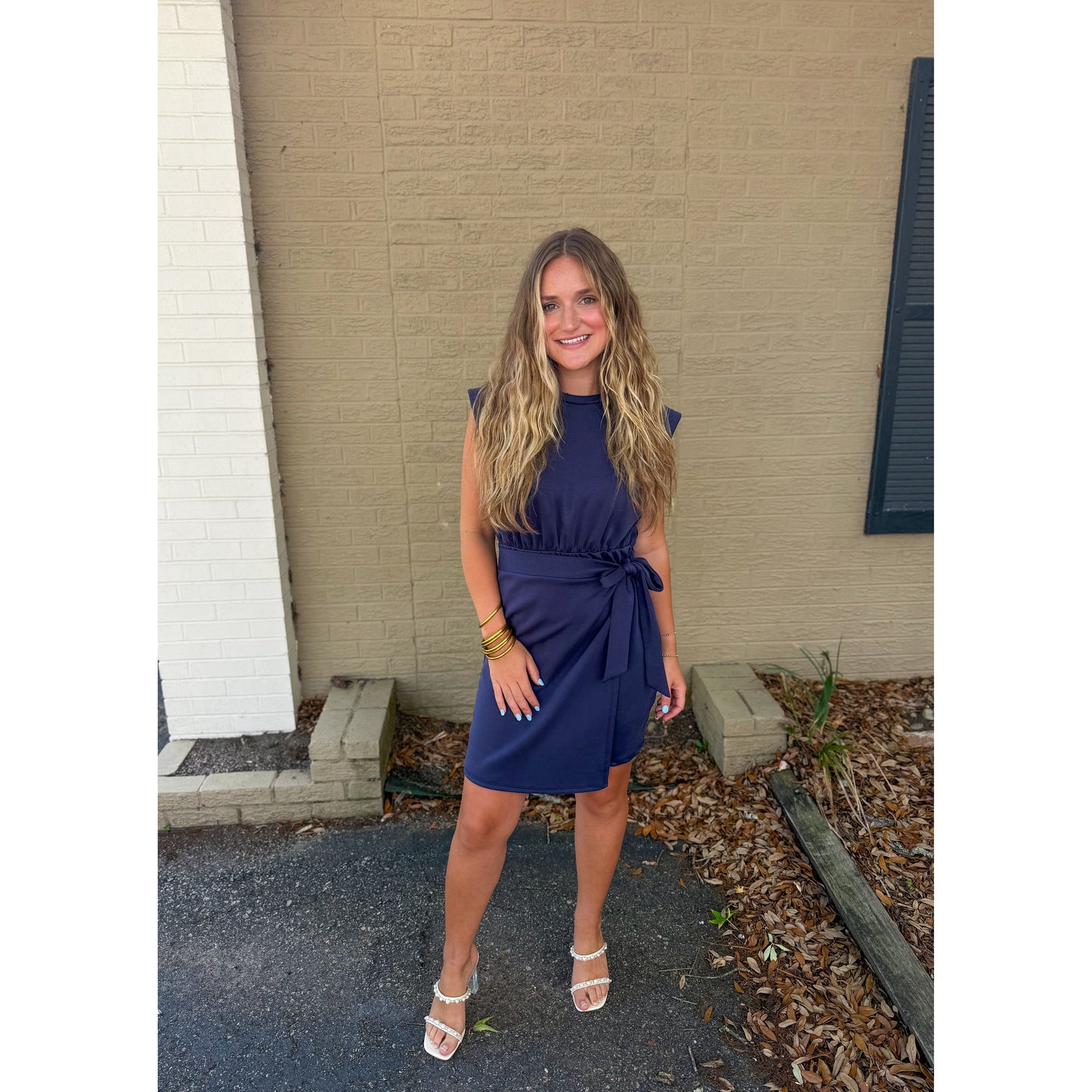 Reagan Wrap Mini Dress, Navy