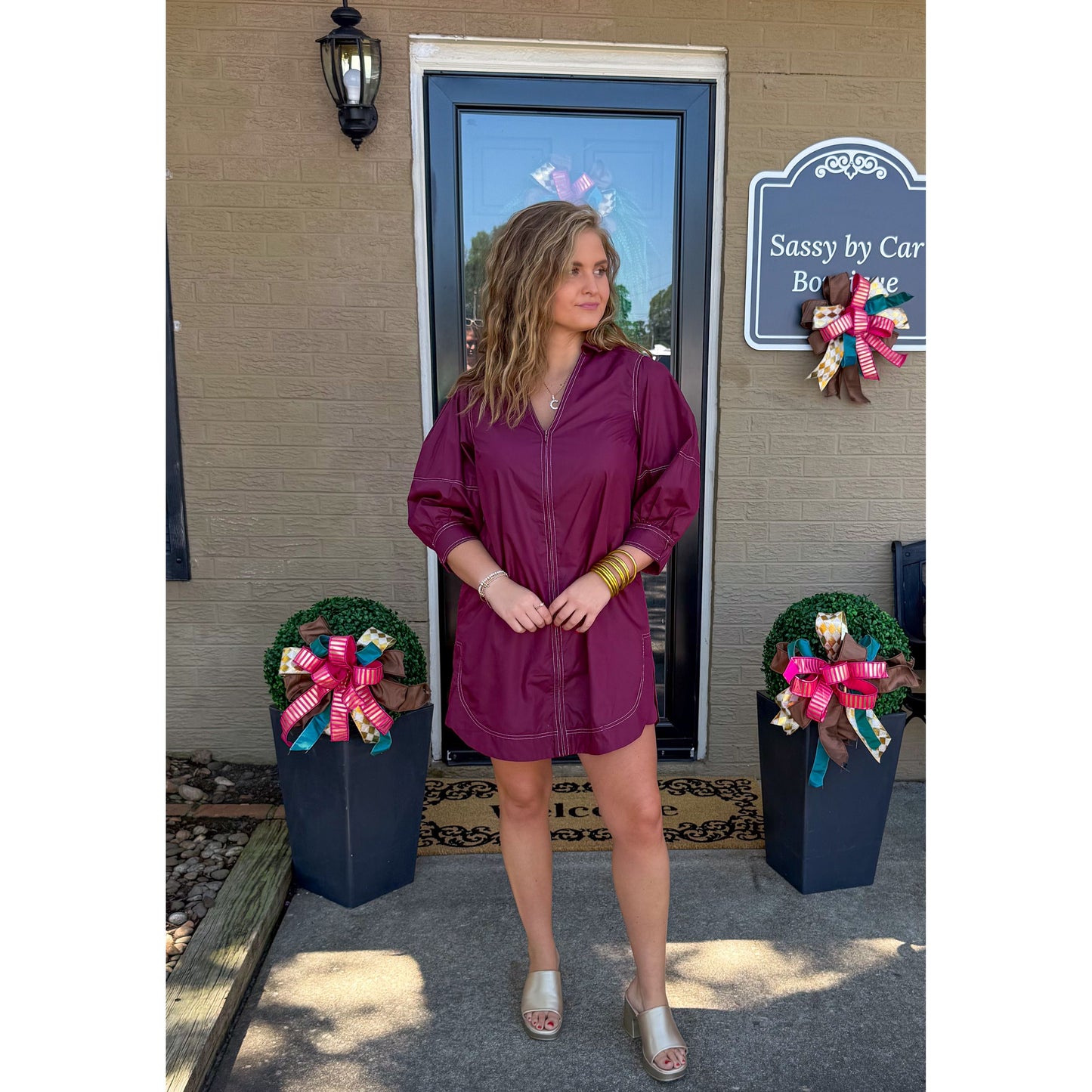 Ashe Mini Dress, Burgundy
