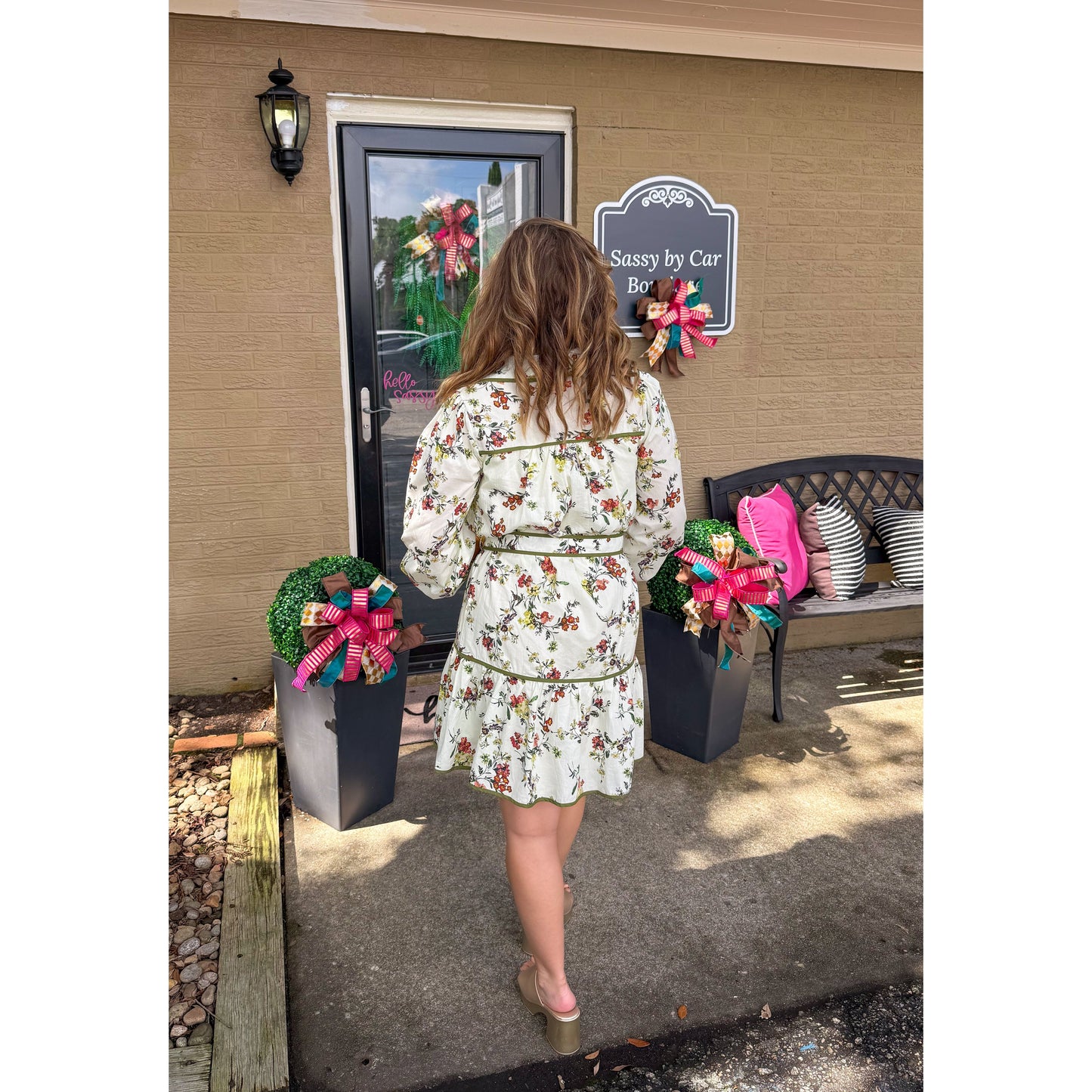 Ainsley Floral Mini Dress, Ivory Multi