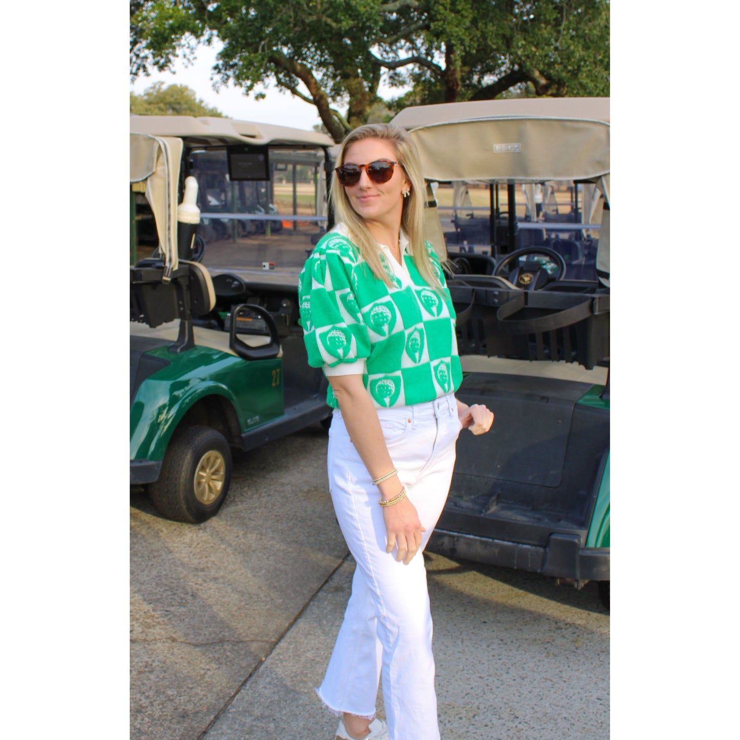 Ace Checkered Sweater, Kelly Green/White