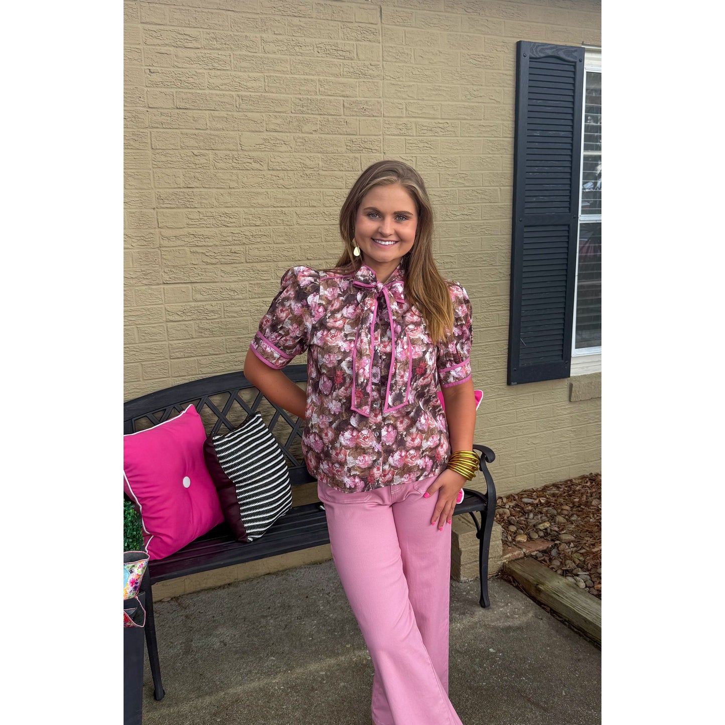 Chloe Floral Top, Mauve Multi