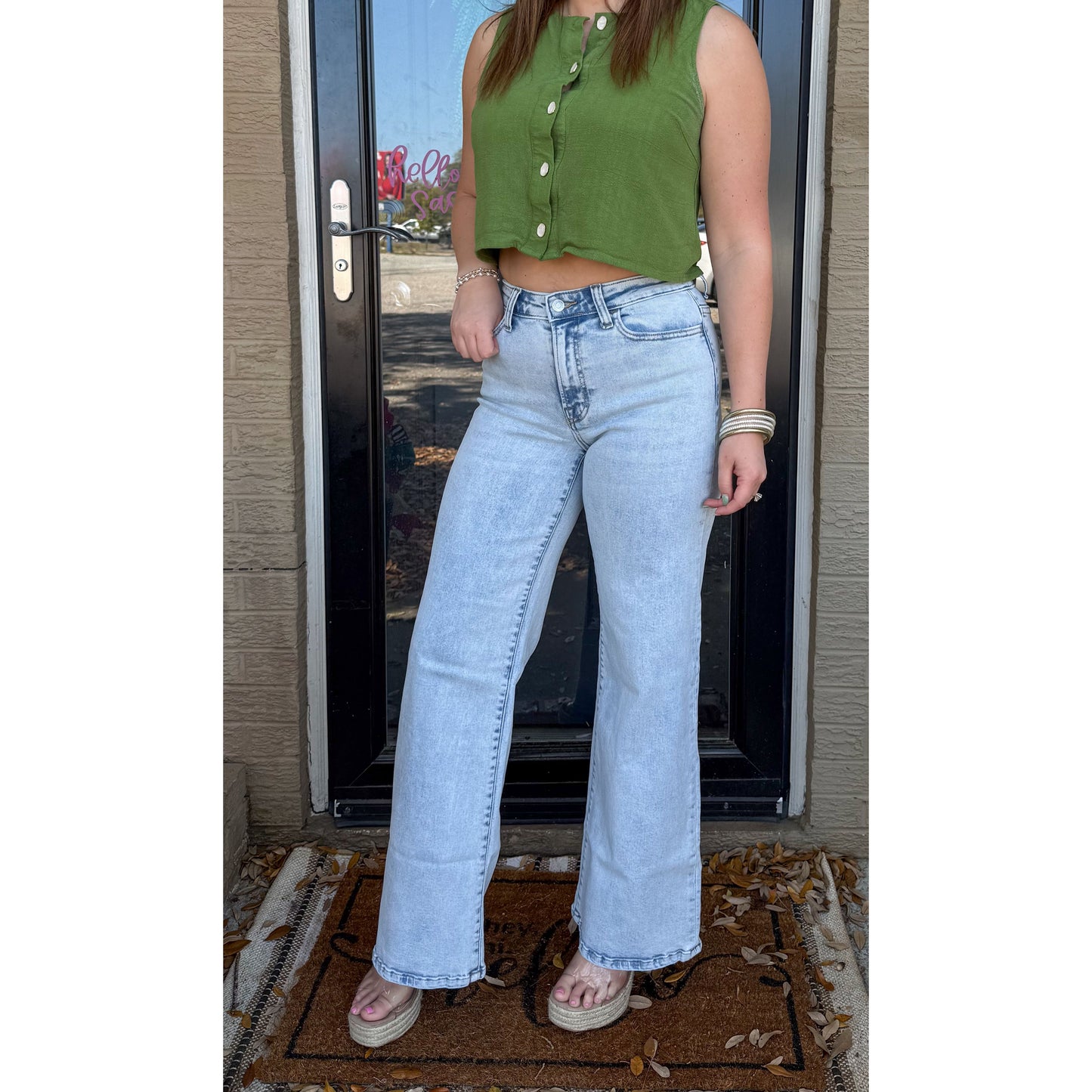 Heidi Wide Leg Jeans, Light Wash