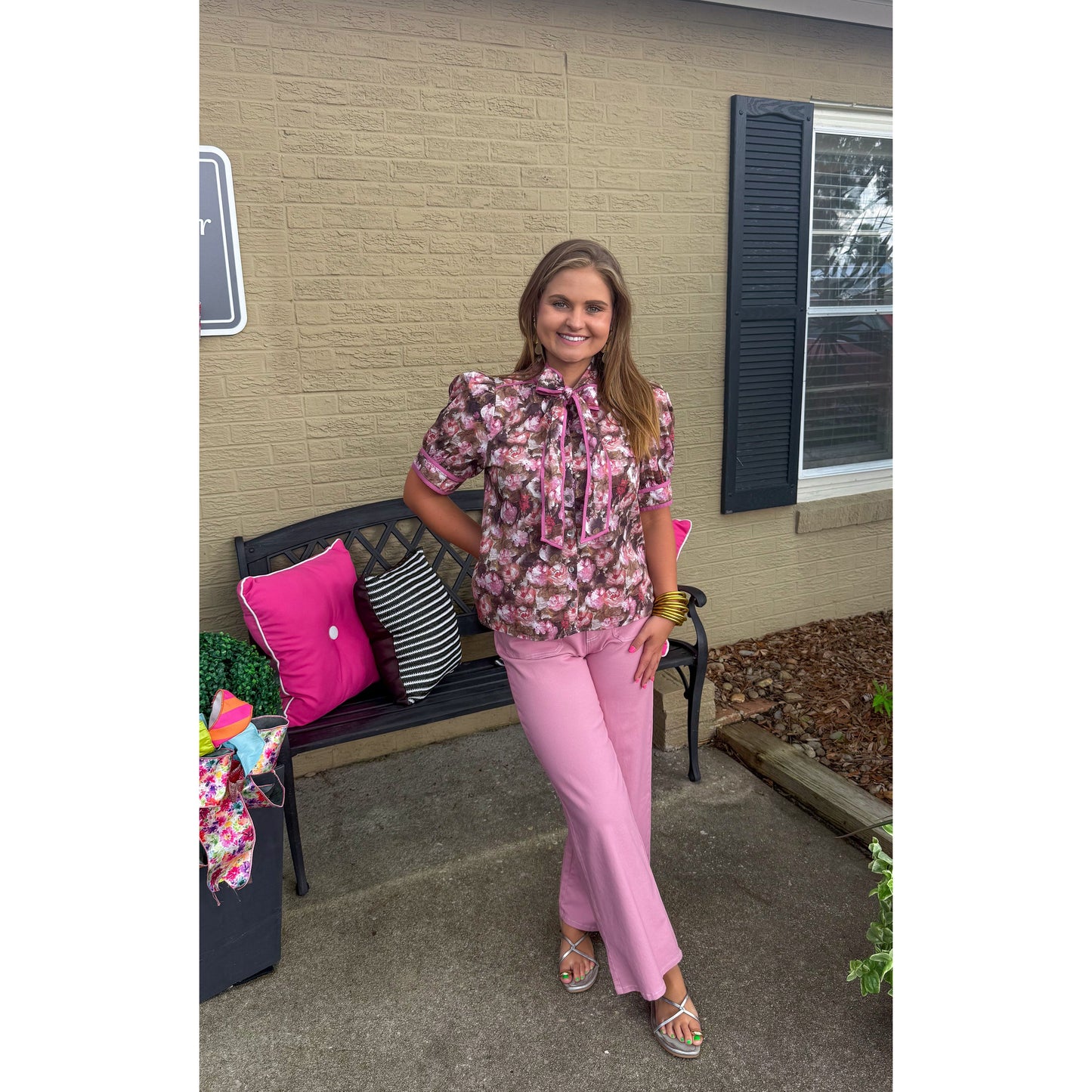 Chloe Floral Top, Mauve Multi