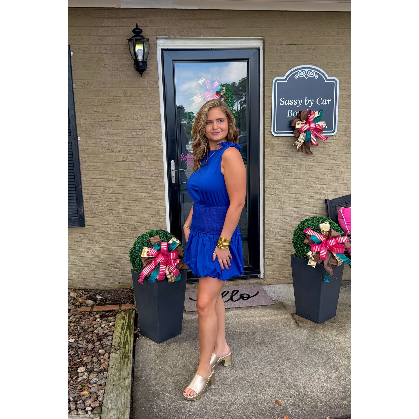 Maddy Detail Mini Dress, Royal Blue
