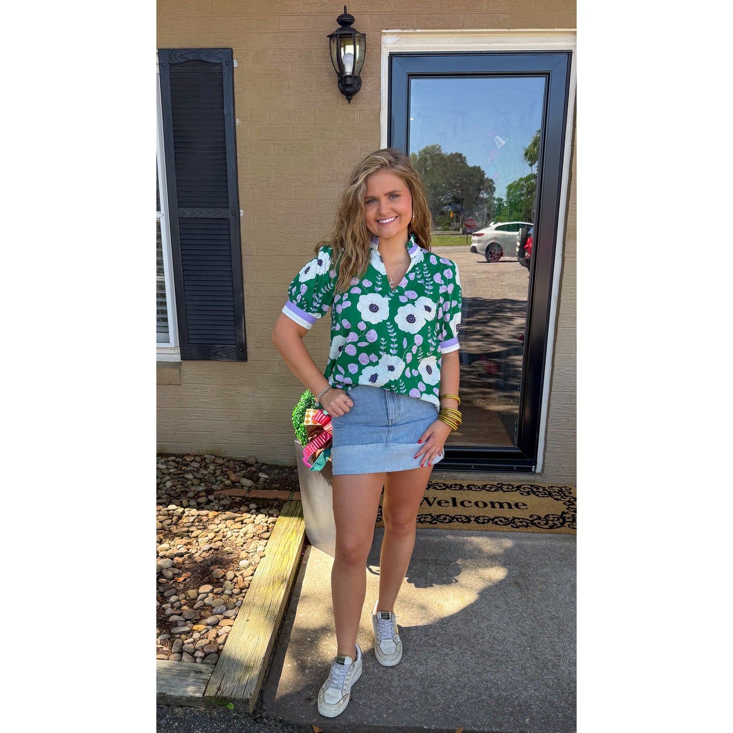 Claire Blouse, Green Multi