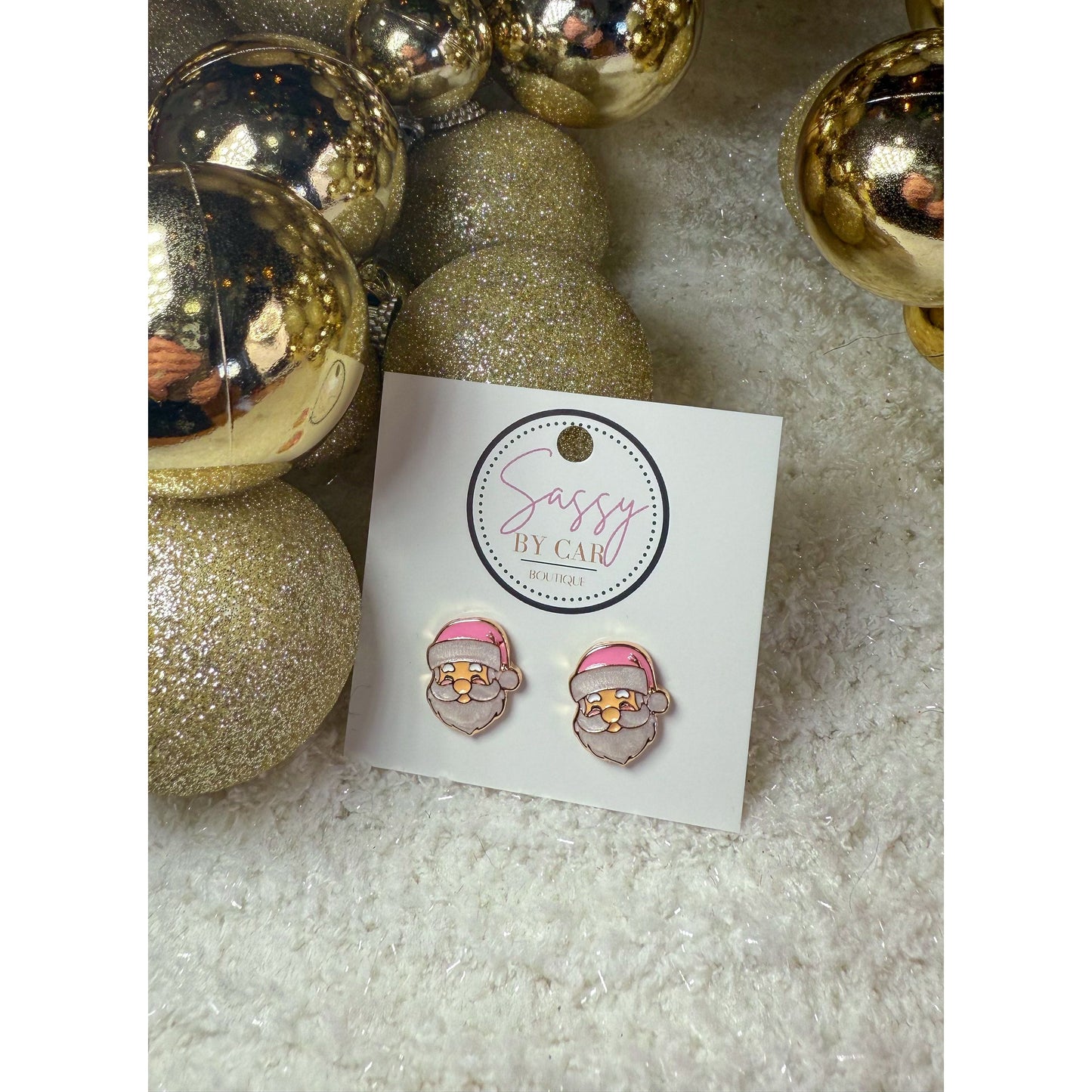 Pink Santa Studs