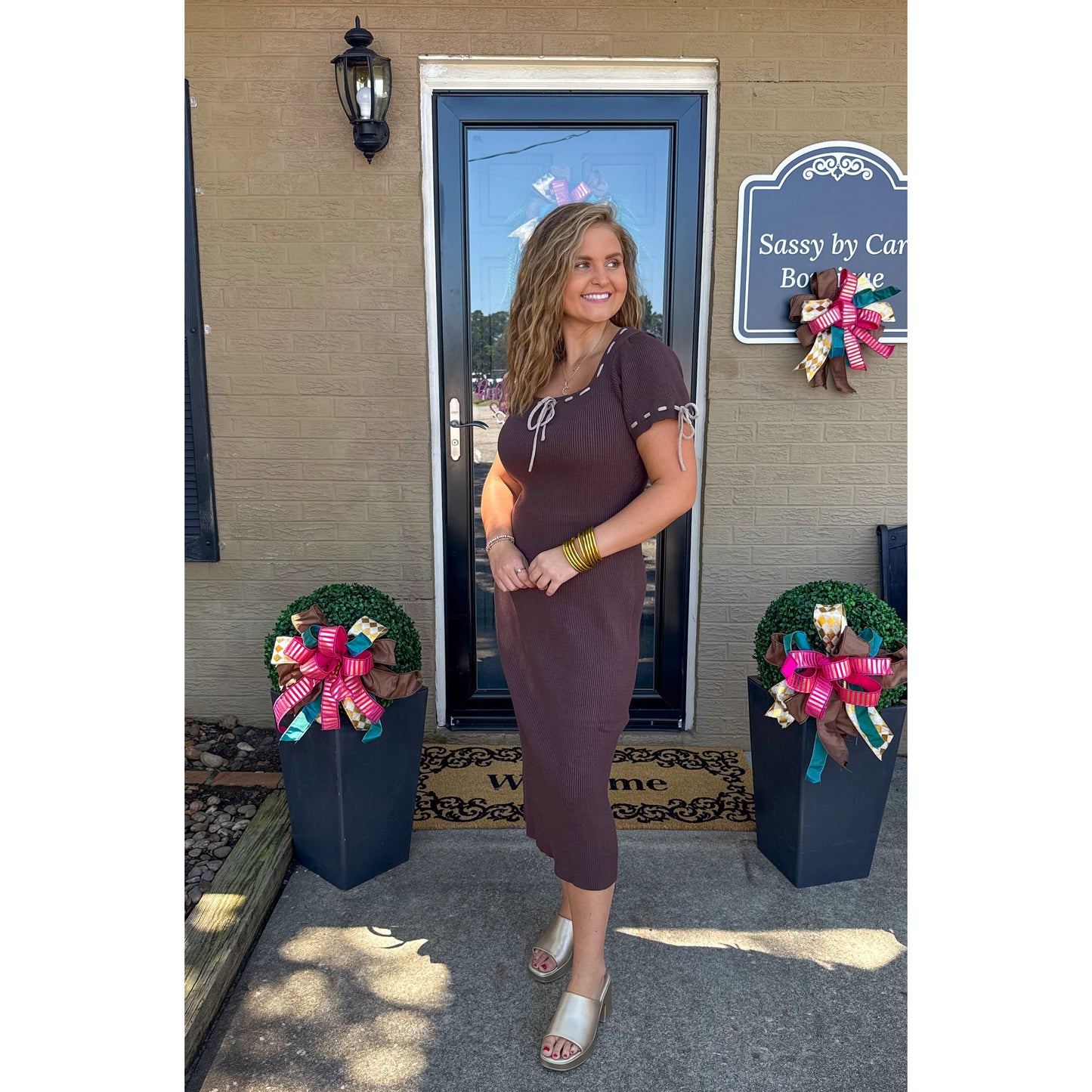 Savannah Midi Dress, Chocolate Brown