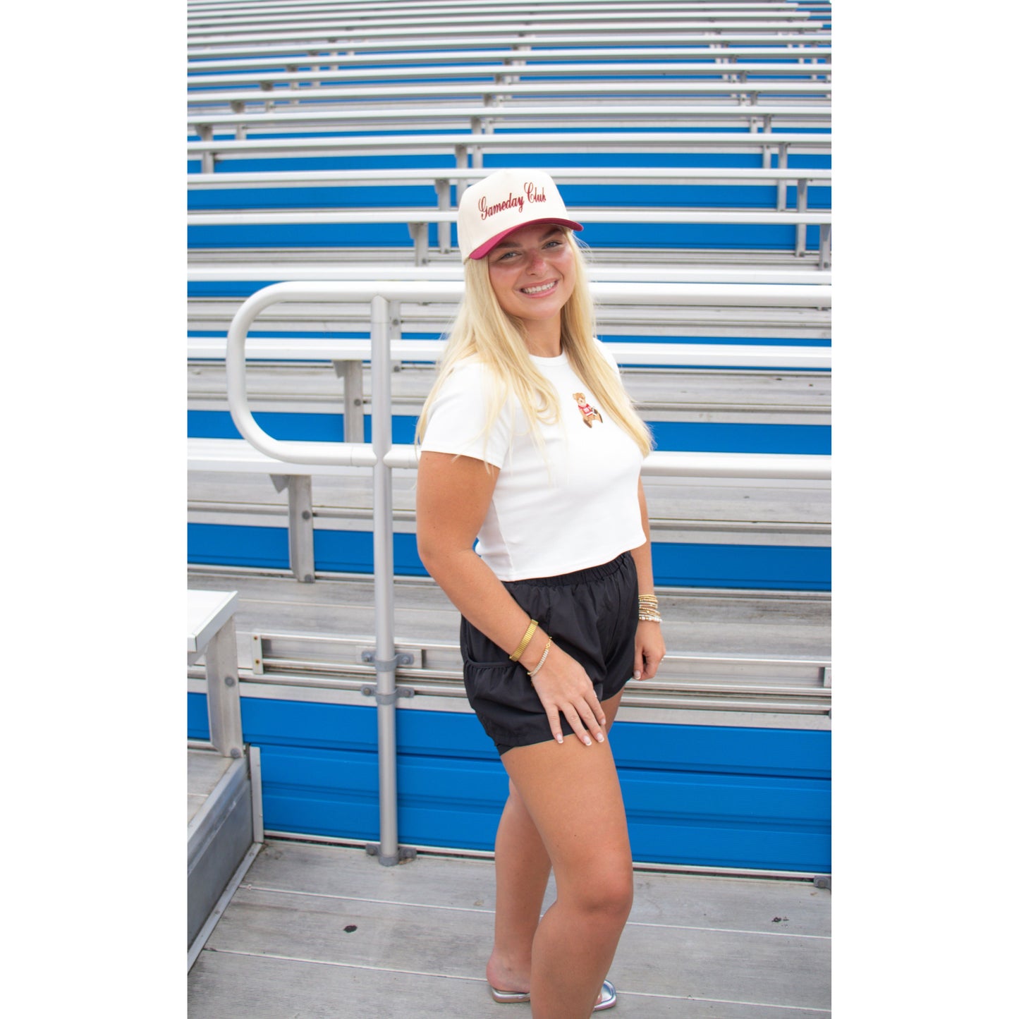 Teddy Bear Gameday Baby Tee, White