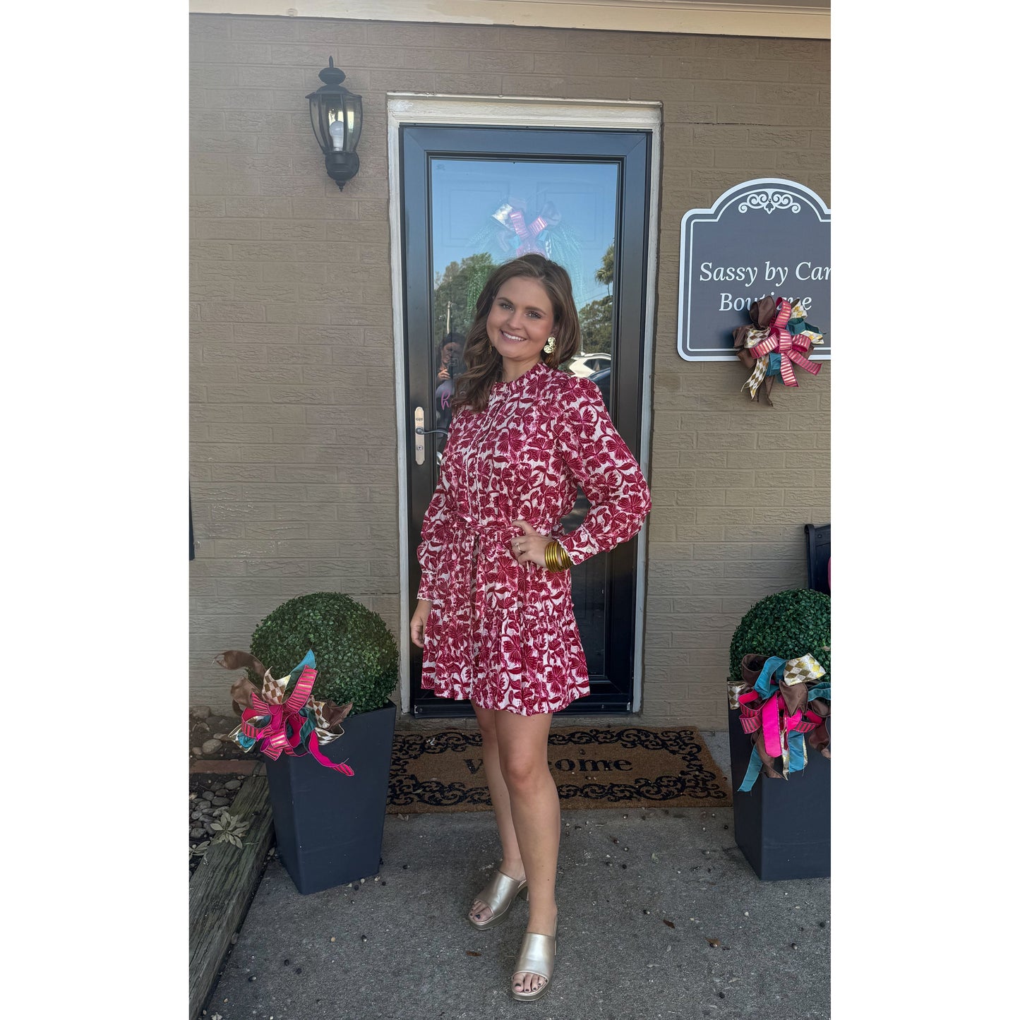 Lucy Pattern Mini Dress, Pink Multi