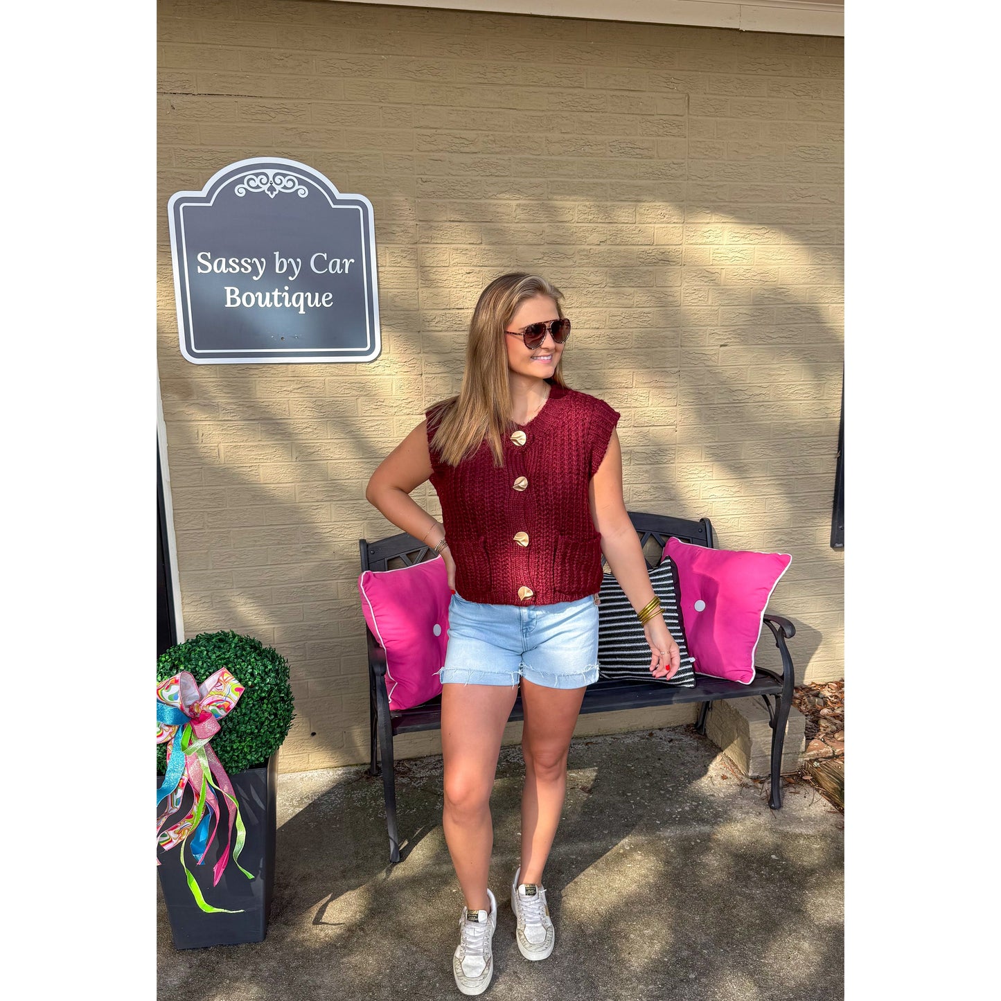 Gia Chunky Knit Top, Garnet