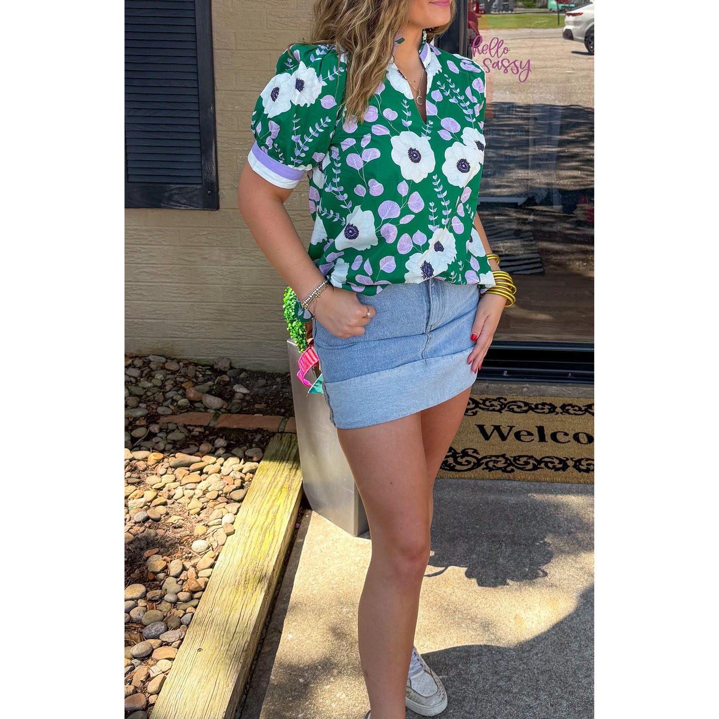 Claire Blouse, Green Multi