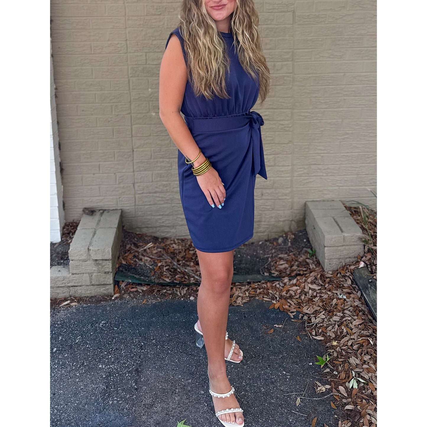 Reagan Wrap Mini Dress, Navy