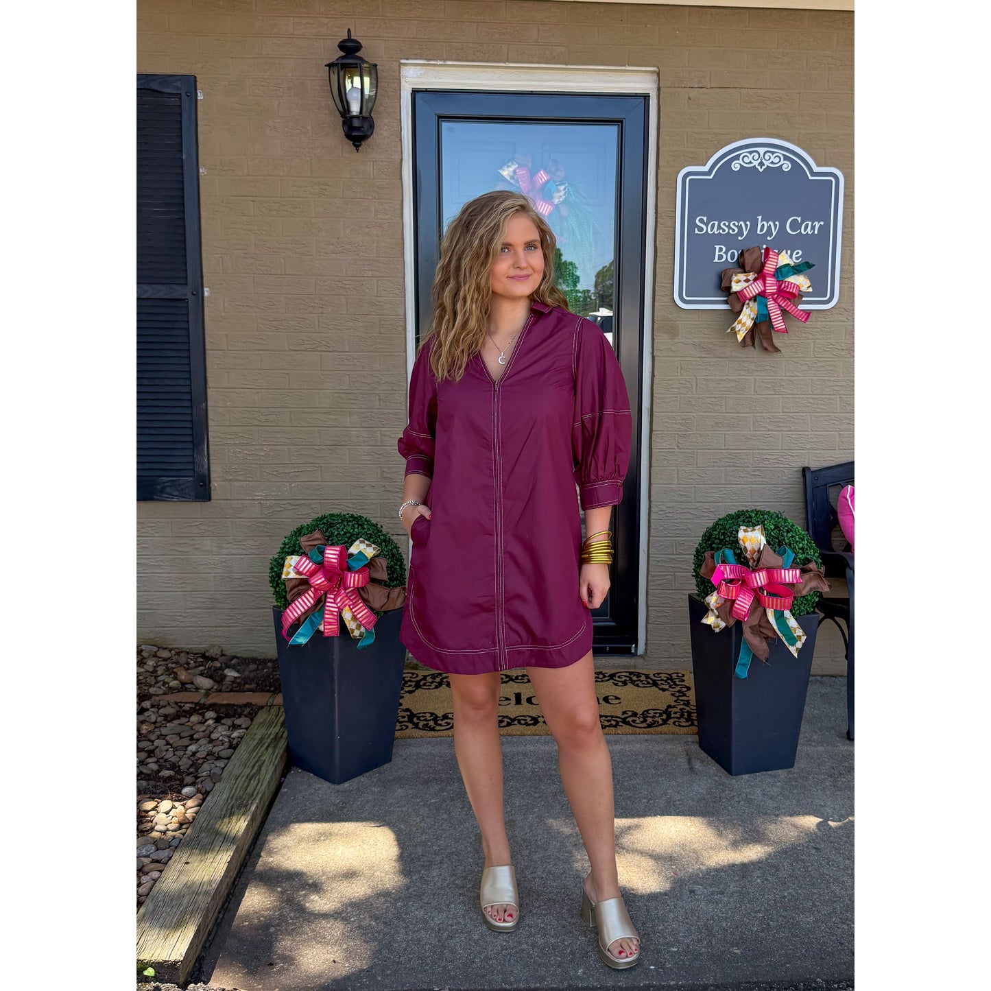 Ashe Mini Dress, Burgundy