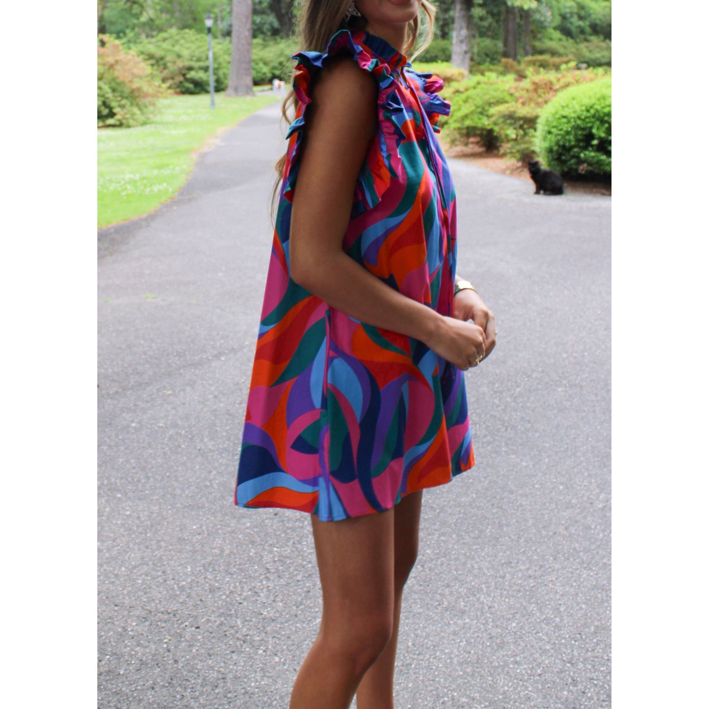 Billie Pattern V-Neck Dress, Multi Color
